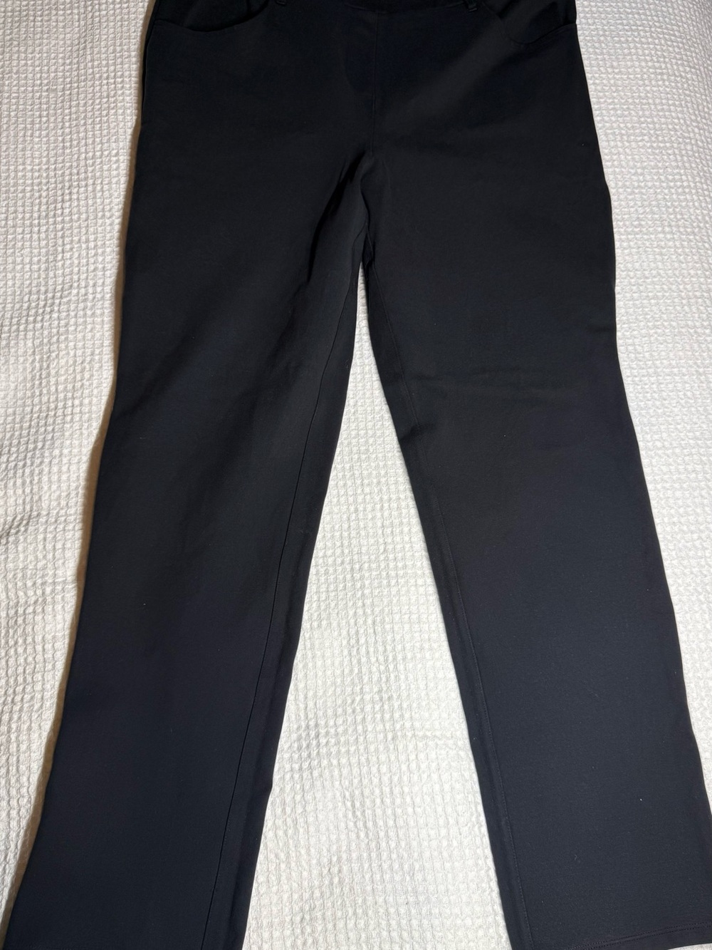 Quince Ultra Stretch Ponte Straight Leg Pull On Pants Black XL 29” Inseam